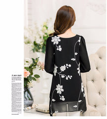 Long Sleeve Women Chiffon Blouse White Lace