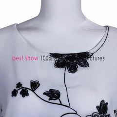 Long Sleeve Women Chiffon Blouse White Lace