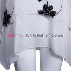 Long Sleeve Women Chiffon Blouse White Lace