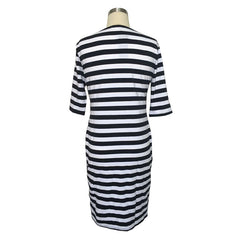 Striped Knee-Length Casual O-neck Loose Dress