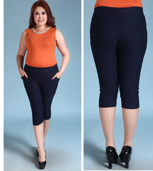 Capris Pants High Waist Elastic Women Casual Pants