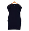 Straight Lace Shoulder Short Sleeve Office Dress