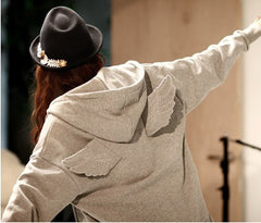 3D Angle Wings Hooded Casual Full Sleeve Fleece Jacket