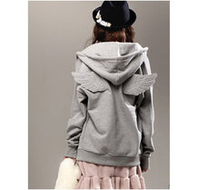 3D Angle Wings Hooded Casual Full Sleeve Fleece Jacket