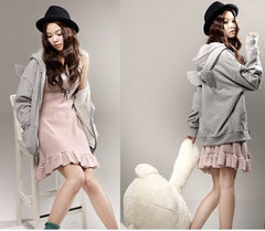 3D Angle Wings Hooded Casual Full Sleeve Fleece Jacket