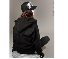 3D Angle Wings Hooded Casual Full Sleeve Fleece Jacket