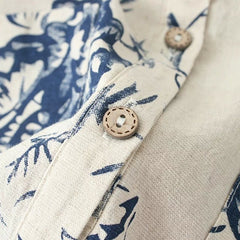 Long Sleeve Cotton Linen Tops Fashion Lotus Pattern Print