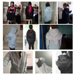 3D Angle Wings Hooded Casual Full Sleeve Fleece Jacket