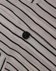 Women Lapel 3/4 Sleeve Striped Long Blouse