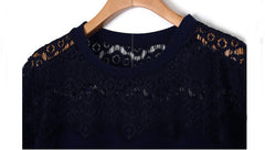 Straight Lace Shoulder Short Sleeve Office Dress