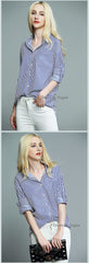 One Pocket Turn-down Collar Full Sleeves Casual Top