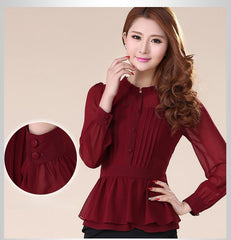Long Sleeve Women Chiffon Blouse