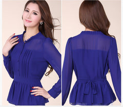Long Sleeve Women Chiffon Blouse