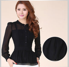 Long Sleeve Women Chiffon Blouse