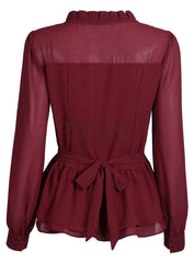 Long Sleeve Women Chiffon Blouse