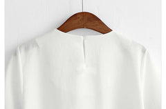 Chiffon Patchwork Short Sleeve O-neck Straight Midi Dress