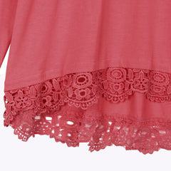 Long Sleeve O-Neck Casual Tops Sexy Lace Crochet