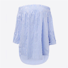 Sexy Off Shoulder Slash Neck Blouse Shirts Casual 3/4 Sleeve