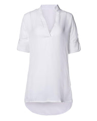 V neck Long Sleeve Party Mini Chiffon Shirt Dress