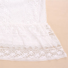 Short Tassel Solid White Mini Lace Dress
