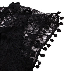 Short Tassel Solid White Mini Lace Dress