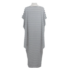 Long Maxi Loose Dress Striped Batwing Sleeve Off-shoulder