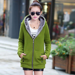 Zip-up Solid Full-Sleeve Hooded Casual Sweatshirt
