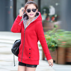 Zip-up Solid Full-Sleeve Hooded Casual Sweatshirt