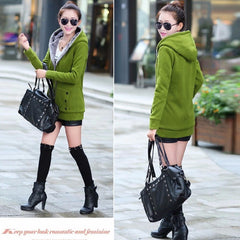 Zip-up Solid Full-Sleeve Hooded Casual Sweatshirt