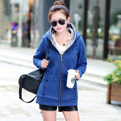 Zip-up Solid Full-Sleeve Hooded Casual Sweatshirt