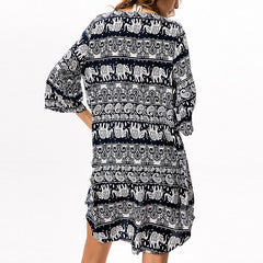 3/4 Sleeve Casual Beach Boho Cover Up Cardigan Long Blouse