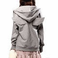 3D Angle Wings Hooded Casual Full Sleeve Fleece Jacket