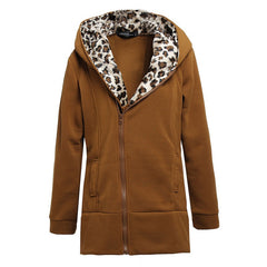Long Leopard Hooded Sweatshirts Jacket