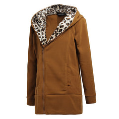 Long Leopard Hooded Sweatshirts Jacket