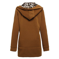 Long Leopard Hooded Sweatshirts Jacket