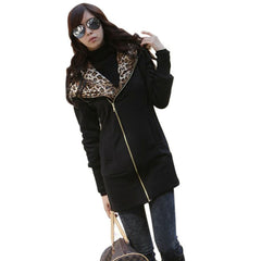 Long Leopard Hooded Sweatshirts Jacket