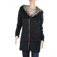 Long Leopard Hooded Sweatshirts Jacket