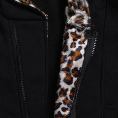 Long Leopard Hooded Sweatshirts Jacket