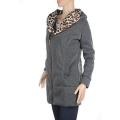 Long Leopard Hooded Sweatshirts Jacket