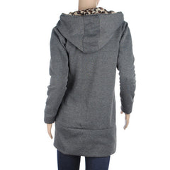 Long Leopard Hooded Sweatshirts Jacket