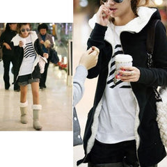 Fashion Zipper Up Thick Fleece Outwear Casual Coats Jacket