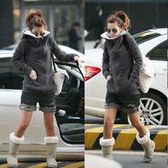 Fashion Zipper Up Thick Fleece Outwear Casual Coats Jacket