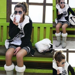 Fashion Zipper Up Thick Fleece Outwear Casual Coats Jacket