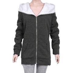 Fashion Zipper Up Thick Fleece Outwear Casual Coats Jacket
