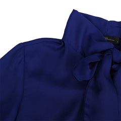 Bow Long Sleeve Casual Amsymetircal Chiffon Blouse