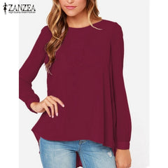 Oversized Sexy Casual Loose Chiffon Tops Long Sleeve