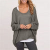 Batwing Long Sleeve Casual Loose Solid Top Shirt Sweater