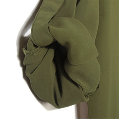 Long Batwing Sleeve Chiffon Shirts Turn-down Collar