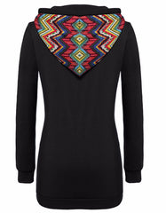 Fashion Patchwork Pullover Hoodie Floral Print Long Sleeve