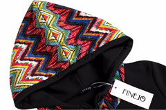 Fashion Patchwork Pullover Hoodie Floral Print Long Sleeve